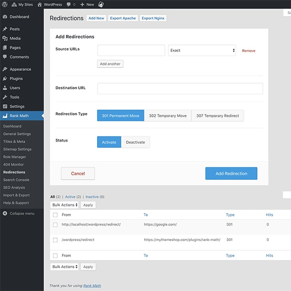 Asistente de redirecciones | Rank Math: ¿el plugin definitivo para SEO?