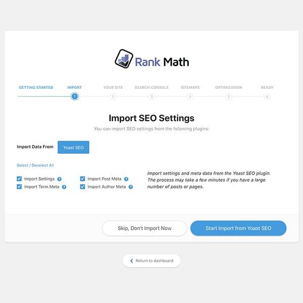 Importacion de ajustes | Rank Math: ¿el plugin definitivo para SEO?