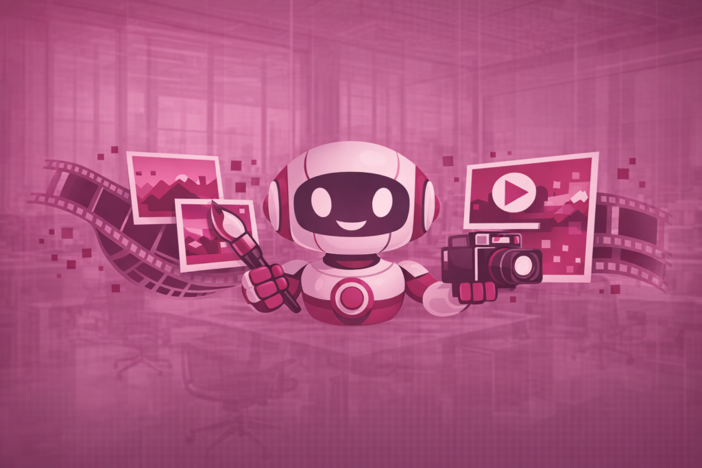 Una ilustración de un robot creando imágenes con inteligencia artificial