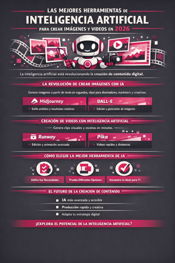 Infografía como crear imágenes y videos con inteligencia artificial 
