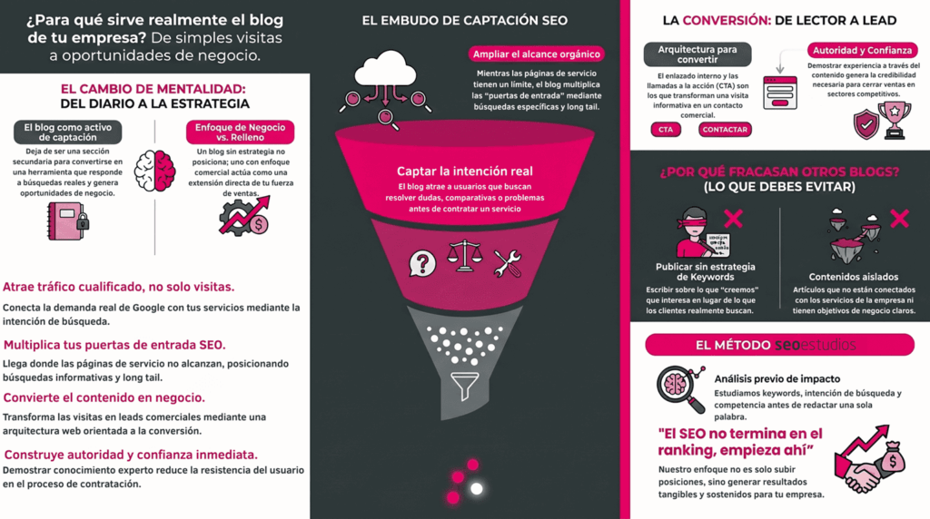 Una infografía explicando para qué sirve un blog
