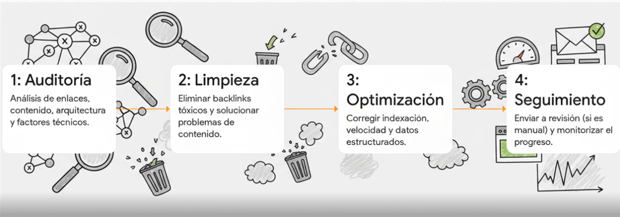 Pasos para superar una penalización: Auditoría, Limpieza, Optimización y Seguimiento