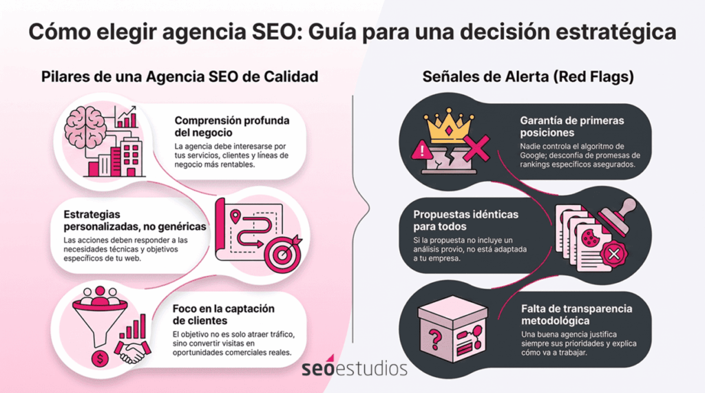 Infografía explicativa sobre cómo elegir agencia SEO